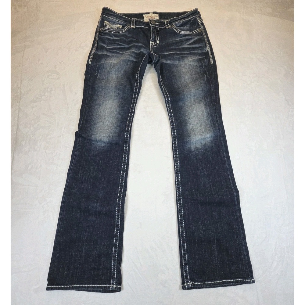 Big Star Liv Bootcut Jeans Womens 31 x 37 Dark Wash Boho Y2K Rodeo Cowgirl